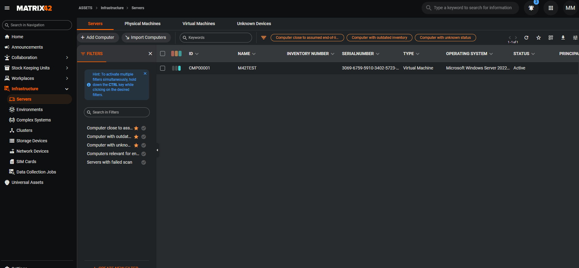 Inventarisiertes System im Asset Management
